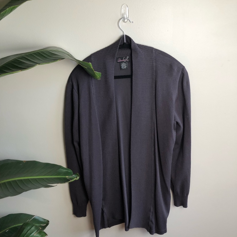 Pretty slate gray cardigan by Questions Say What